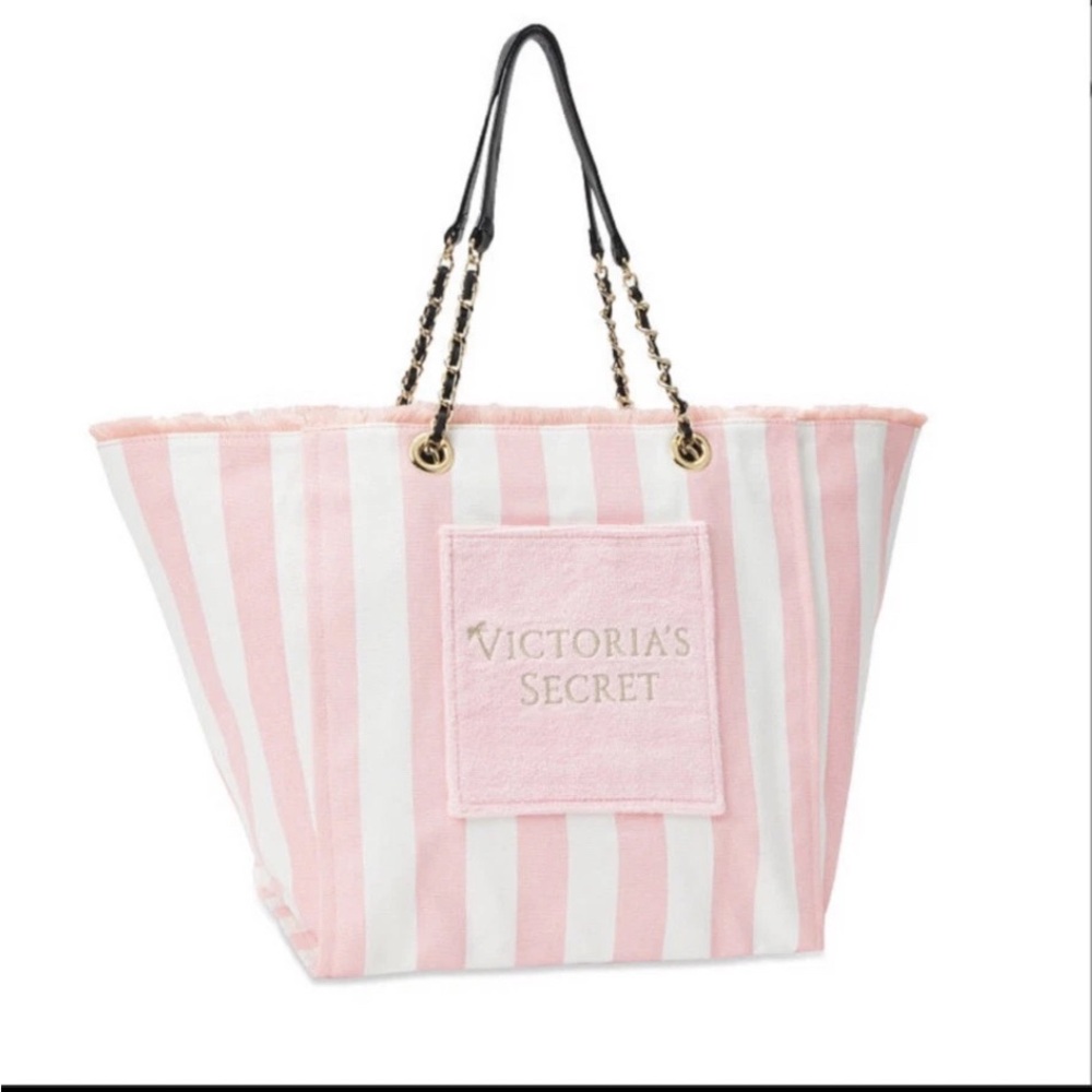 Victoria's Secret Pink and White Striped Tote